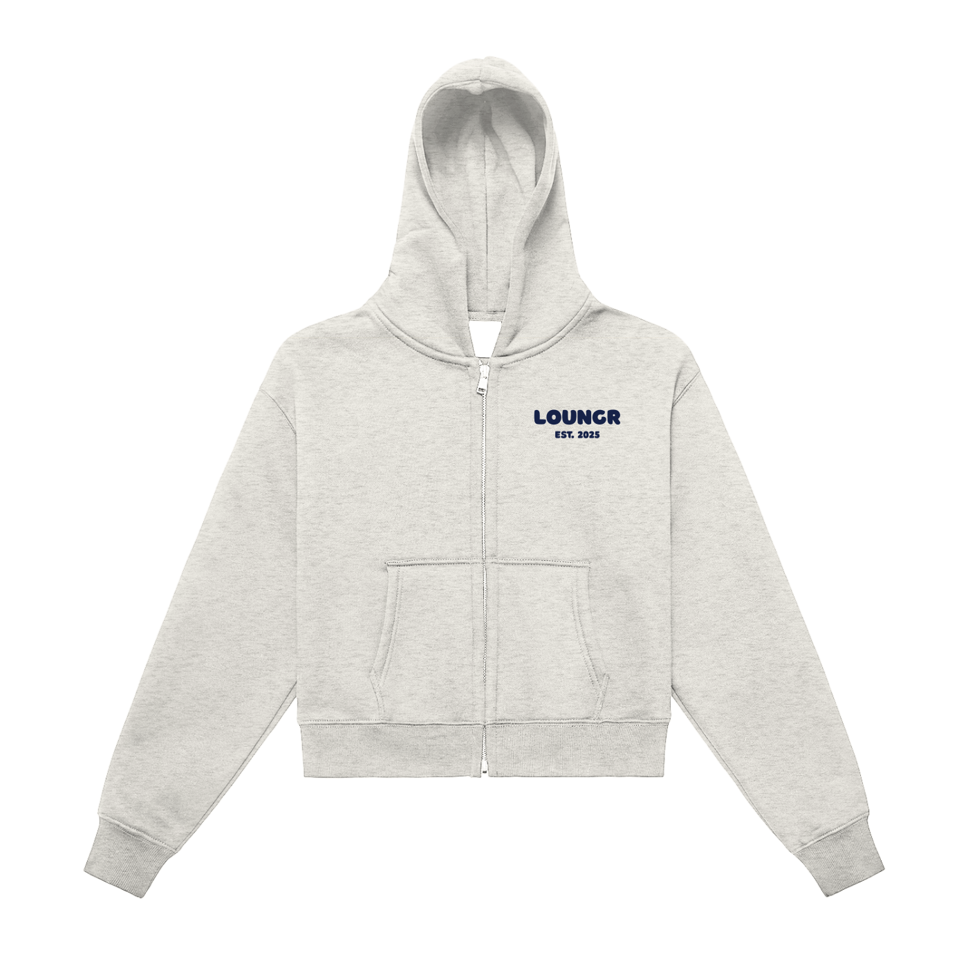 Fleeced Zip-Up Cropped Hoodie