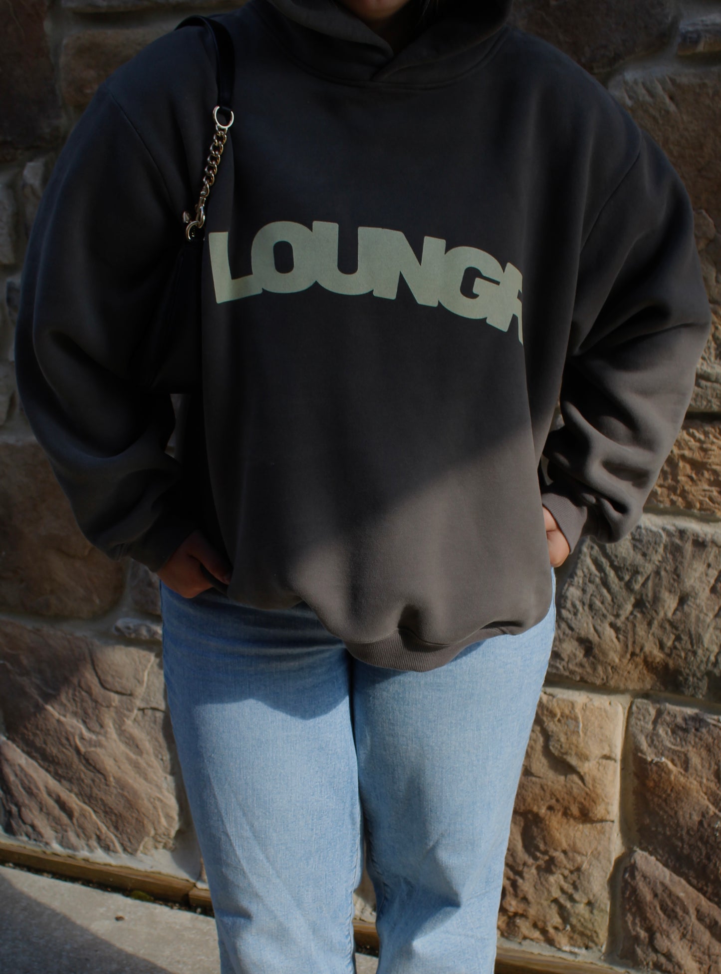 DARK GREY&YELLOW Boxy Hoodie